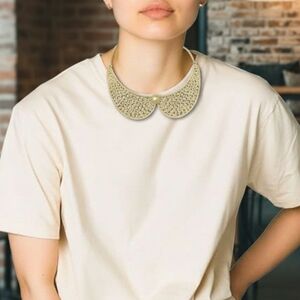 Gold-tone filigree collar  bib necklace with pearls